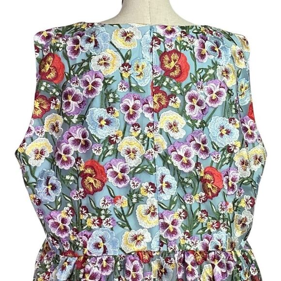 Jessakae Fit Flare Dress Women 3X Blue Multi Ava Floral Embroidery Sleeveles NEW - Picture 5 of 12